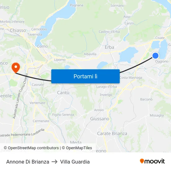 Annone Di Brianza to Villa Guardia map