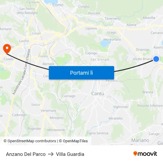 Anzano Del Parco to Villa Guardia map
