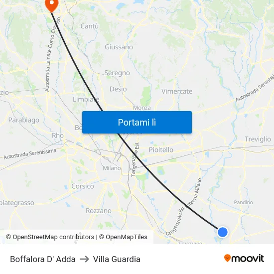 Boffalora D' Adda to Villa Guardia map