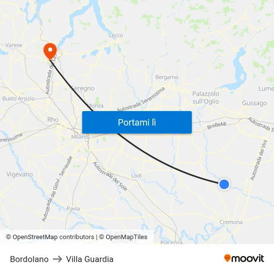 Bordolano to Villa Guardia map