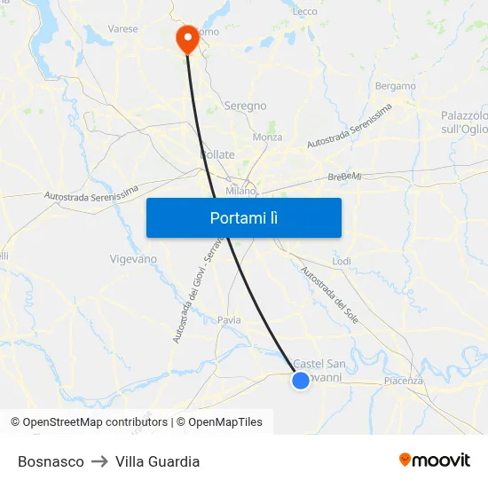 Bosnasco to Villa Guardia map