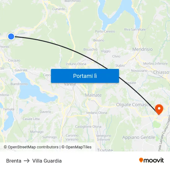 Brenta to Villa Guardia map