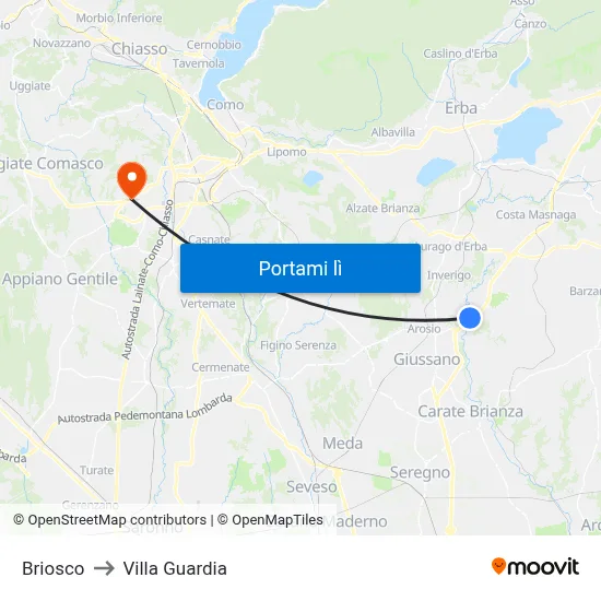 Briosco to Villa Guardia map