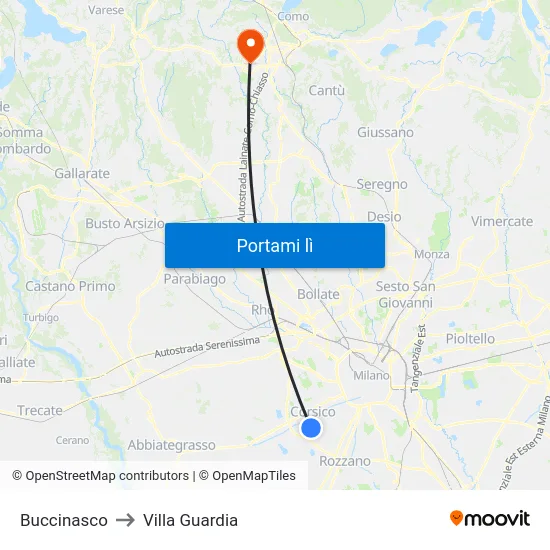 Buccinasco to Villa Guardia map