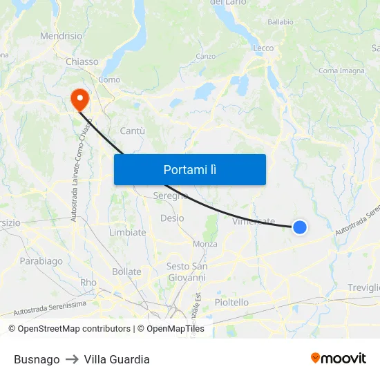 Busnago to Villa Guardia map