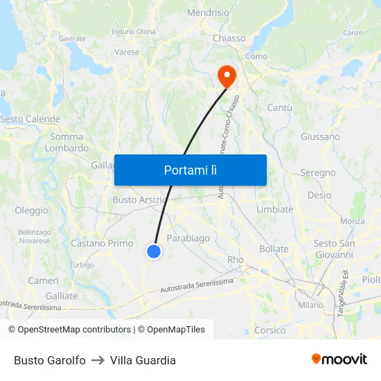 Busto Garolfo to Villa Guardia map