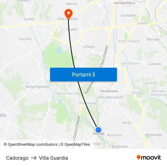 Cadorago to Villa Guardia map