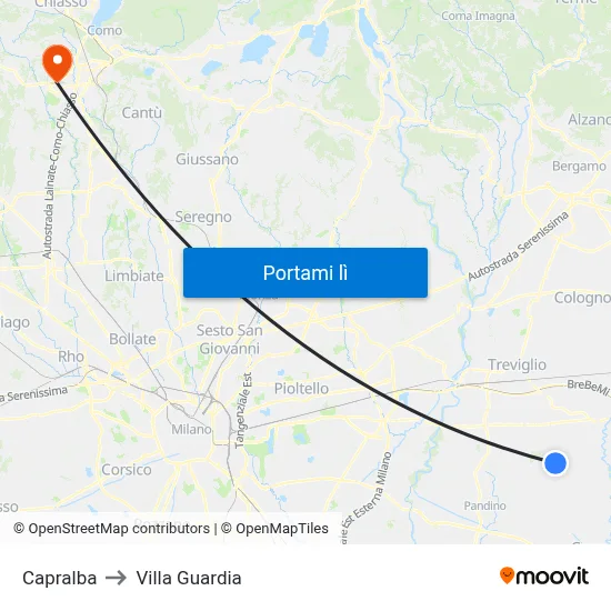 Capralba to Villa Guardia map