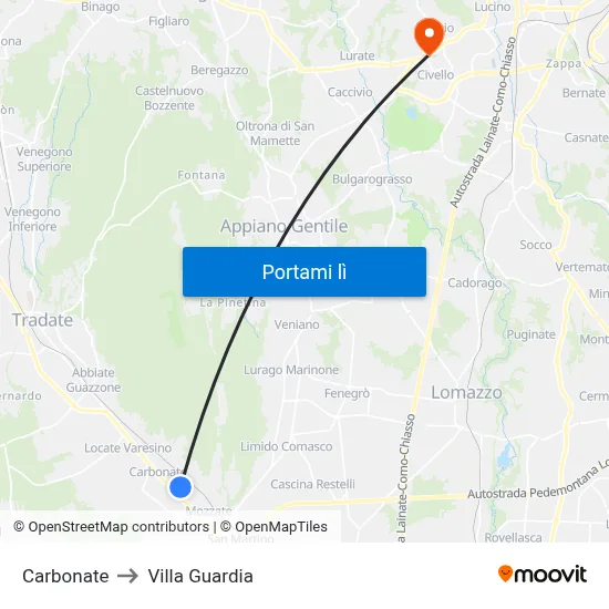 Carbonate to Villa Guardia map