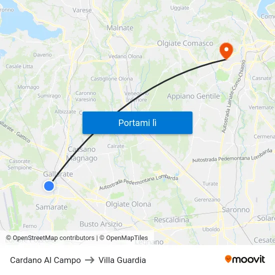 Cardano Al Campo to Villa Guardia map