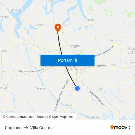 Carpiano to Villa Guardia map