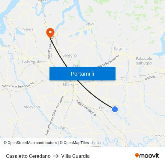 Casaletto Ceredano to Villa Guardia map