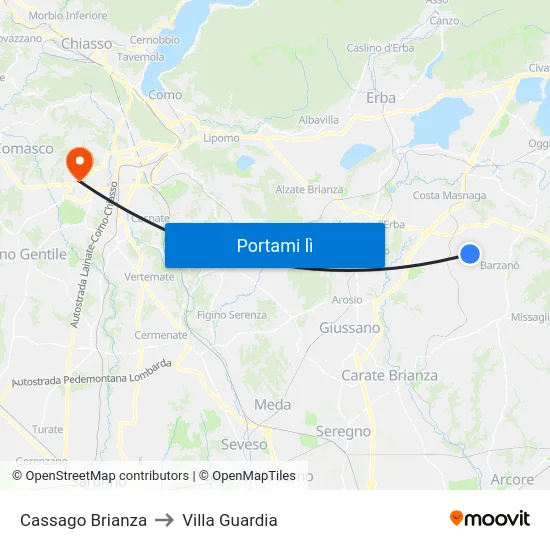 Cassago Brianza to Villa Guardia map