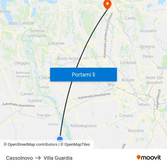 Cassolnovo to Villa Guardia map