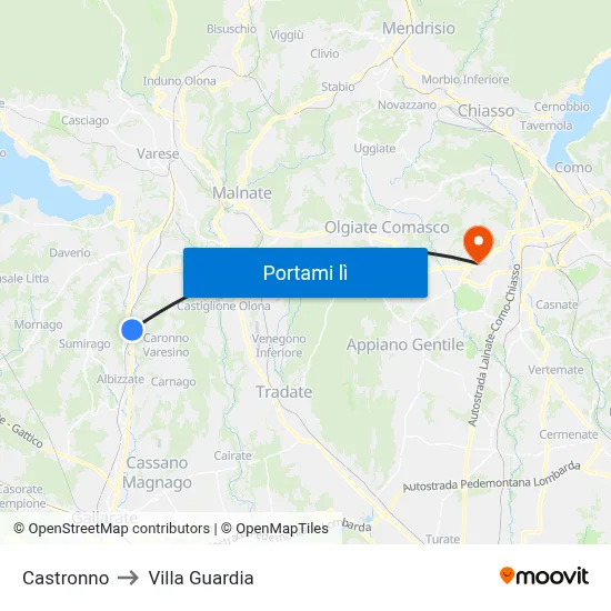 Castronno to Villa Guardia map