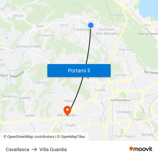 Cavallasca to Villa Guardia map
