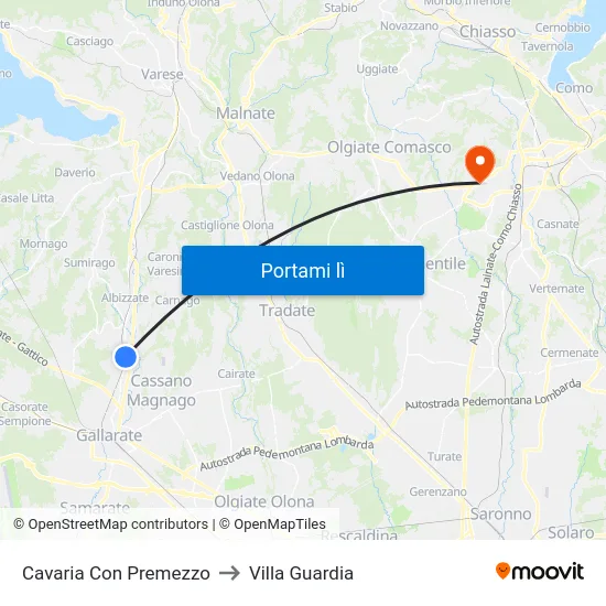Cavaria Con Premezzo to Villa Guardia map