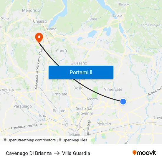 Cavenago Di Brianza to Villa Guardia map