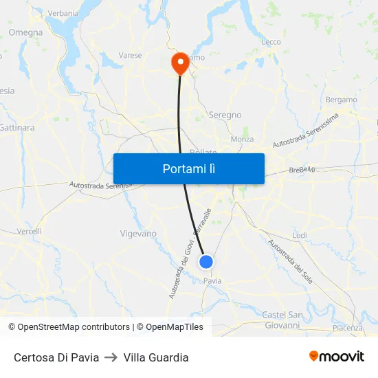 Certosa Di Pavia to Villa Guardia map