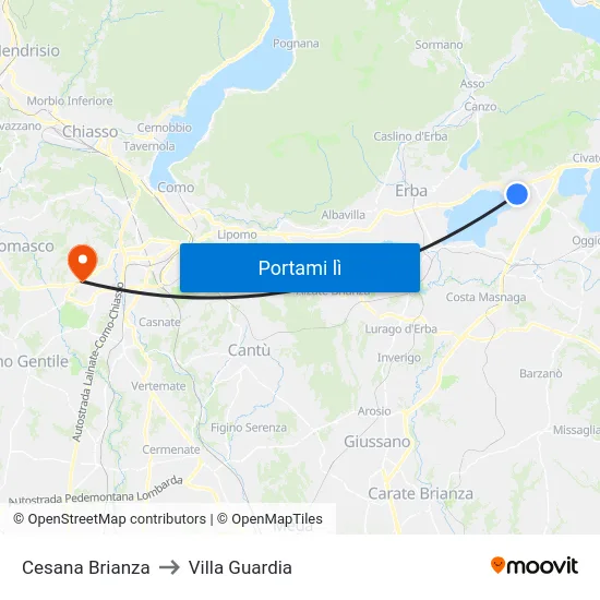 Cesana Brianza to Villa Guardia map