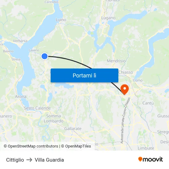 Cittiglio to Villa Guardia map