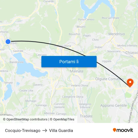 Cocquio-Trevisago to Villa Guardia map