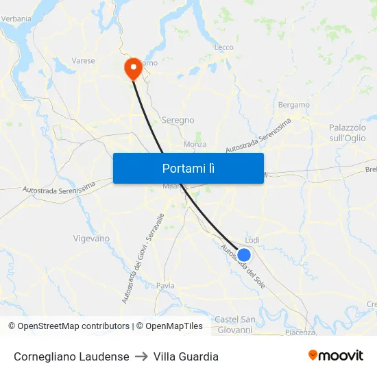 Cornegliano Laudense to Villa Guardia map