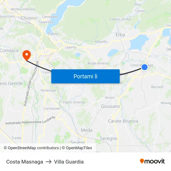Costa Masnaga to Villa Guardia map