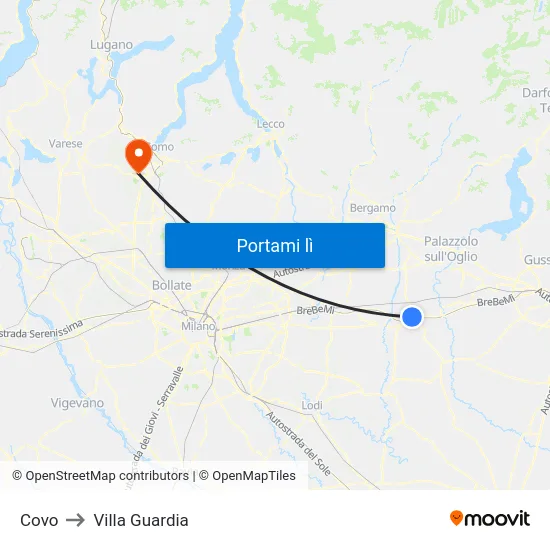 Covo to Villa Guardia map