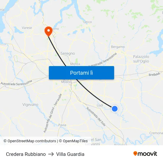 Credera Rubbiano to Villa Guardia map