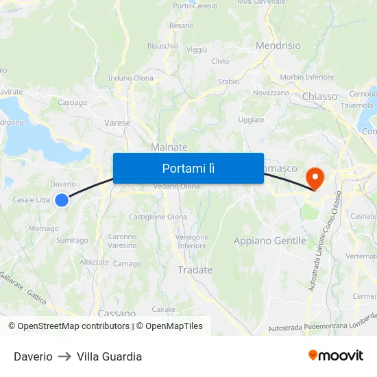Daverio to Villa Guardia map