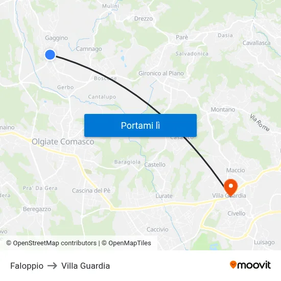 Faloppio to Villa Guardia map