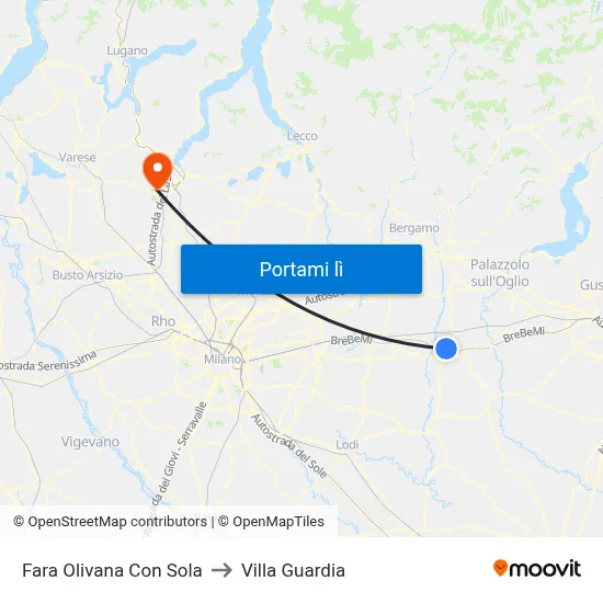 Fara Olivana Con Sola to Villa Guardia map