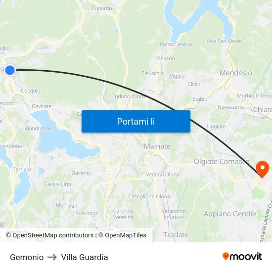 Gemonio to Villa Guardia map