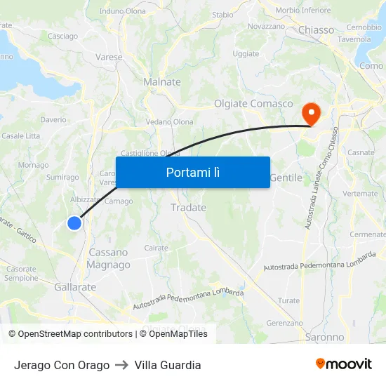 Jerago Con Orago to Villa Guardia map