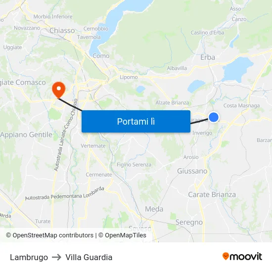 Lambrugo to Villa Guardia map