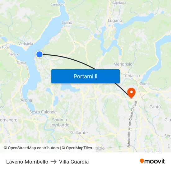Laveno-Mombello to Villa Guardia map