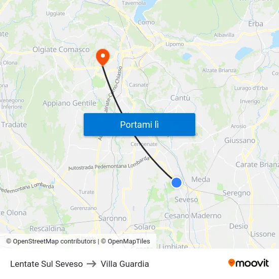 Lentate Sul Seveso to Villa Guardia map