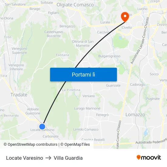 Locate Varesino to Villa Guardia map