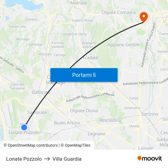 Lonate Pozzolo to Villa Guardia map