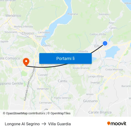 Longone Al Segrino to Villa Guardia map