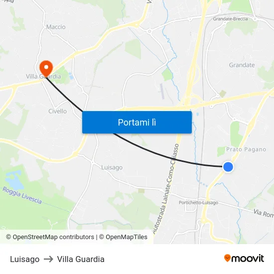 Luisago to Villa Guardia map