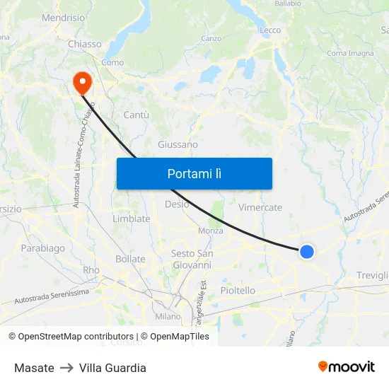 Masate to Villa Guardia map