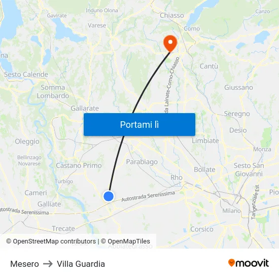 Mesero to Villa Guardia map