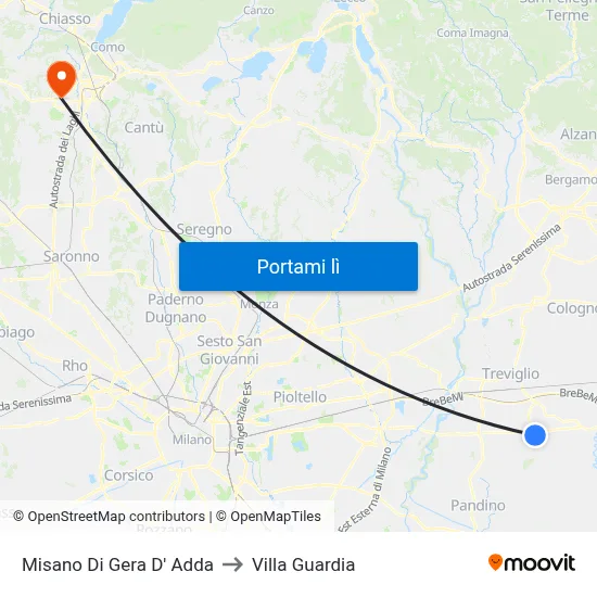 Misano Di Gera D' Adda to Villa Guardia map