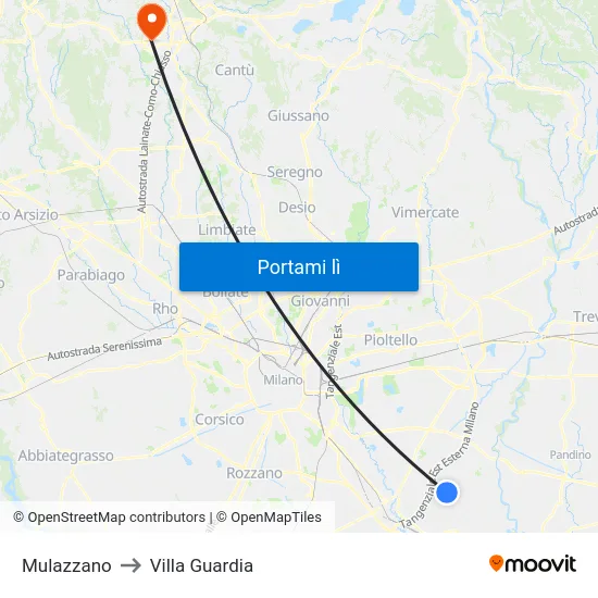 Mulazzano to Villa Guardia map