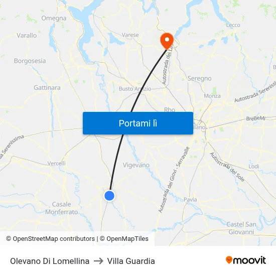 Olevano Di Lomellina to Villa Guardia map