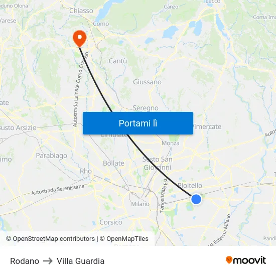 Rodano to Villa Guardia map