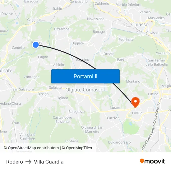Rodero to Villa Guardia map