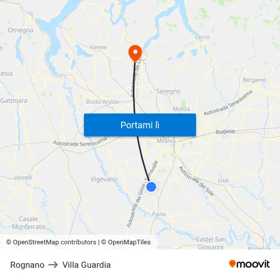 Rognano to Villa Guardia map